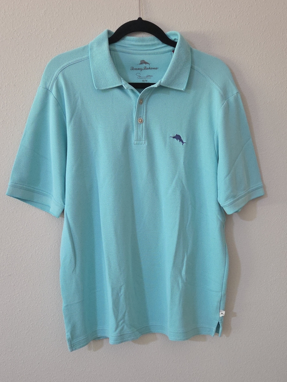 Tommy Bahama Aqua Polo with Navy Dolphin Logo